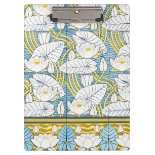 Sage Green Art Nouveau Water Lily Pattern Clipboard
