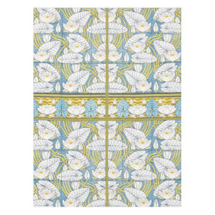 Sage Green Art Nouveau Water Lily Pattern Tablecloth