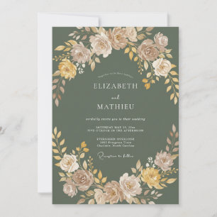 Sage Green Artistic Autumnal Wedding Invitation