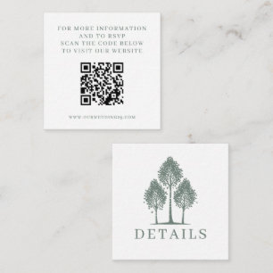 Sage Green Aspen Tree Wedding QR Enclosure Card