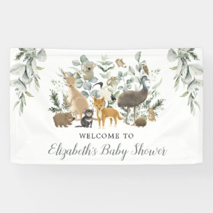 Sage Green Australian Animals Neutral Baby Welcome Banner