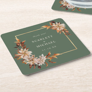 Sage Green Autumn Paper Coaster