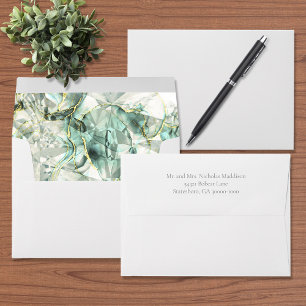 Sage Green Aventurine Crystal Wedding Envelope