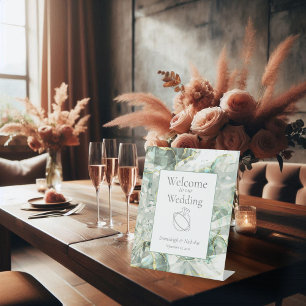 Sage Green Aventurine Crystal Wedding Pedestal Sign