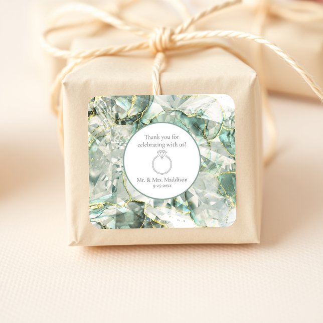 Sage Green Aventurine Crystal Wedding Square Sticker (Creator Uploaded)