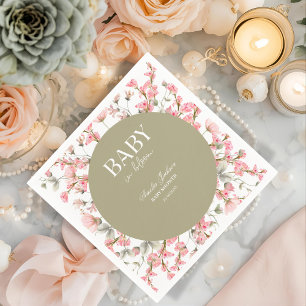 Sage Green Baby Bloom Baby Shower Invitation Napkin