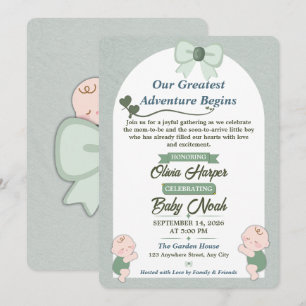 Sage Green Baby Boy Shower Invitation