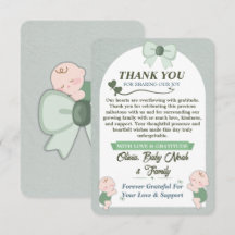 Sage Green Baby Boy Shower Thank You Card