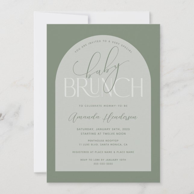 Sage Green Baby Brunch Baby Shower Invitation (Front)