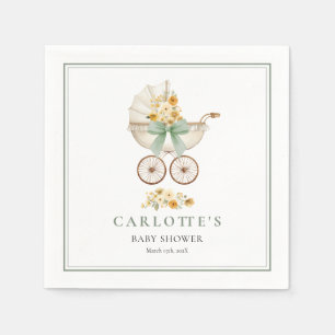 Sage Green Baby Carriage Shower Napkin