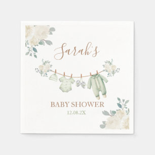Sage Green Baby Clothes Baby Shower Napkin