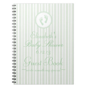 Sage Green Baby Footprints- Shower Guest Book -