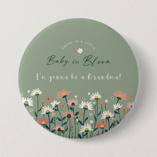 Sage Green Baby in Bloom Shower Grandma Button