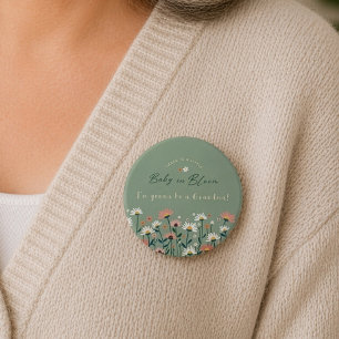 Sage Green Baby in Bloom Shower Grandma Button
