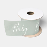 Sage Green Baby Script Elegant Baby Shower Satin R