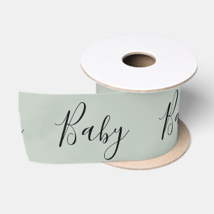 Sage Green Baby Script Elegant Baby Shower Satin  Ribbon