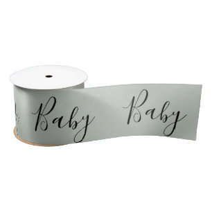 Sage Green Baby Script Elegant Baby Shower Satin  Satin Ribbon
