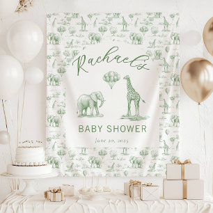 Sage Green Baby Shower Banner Safari Toile Tapestry