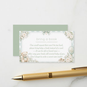 Sage Green Baby Shower Bring a Book Card
