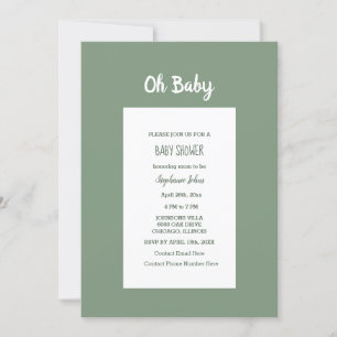 Sage Green Baby Shower Elegant Simple Boy Girl Invitation