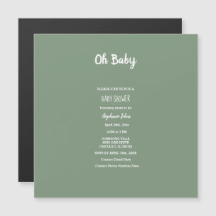 Sage Green Baby Shower Elegant Simple Boy Girl Magnetic Invitation