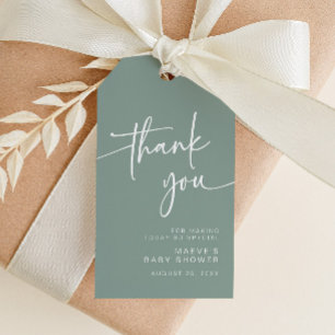 Sage Green Baby Shower Favour Tag Thank You Modern