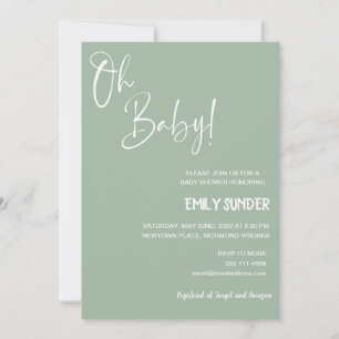 Sage Green Baby Shower Invitation
