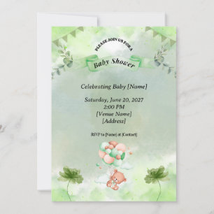 Sage Green Baby Shower Invitation