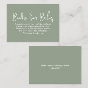 Sage Green Baby shower Modern Script Book Request Enclosure Card