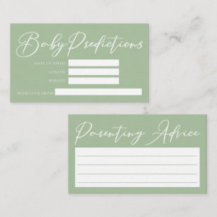 Sage Green Baby Shower Predictions Advice Enclosure Card