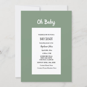 Sage Green Baby Shower QR Code Simple Minimal Invitation