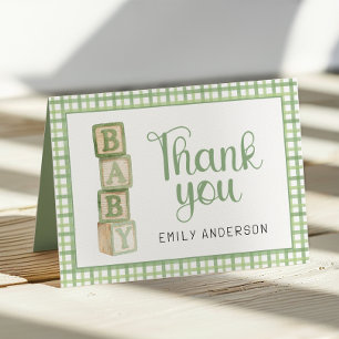 Sage Green Baby Shower Thank You Card Blocks