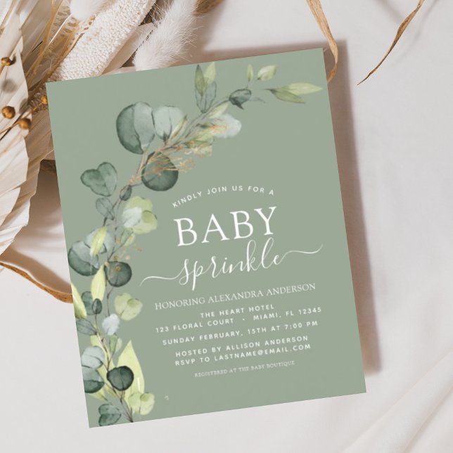 Sage Green Baby Sprinkle Shower Invitation (Creator Uploaded)