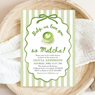 Sage Green Baby We love you so Matcha Baby Shower Invitation
