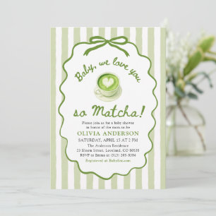 Sage Green Baby We love you so Matcha Baby Shower Invitation