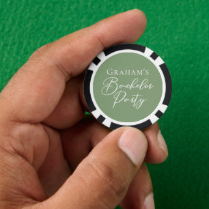 Sage Green Bachelor Party Personalized Poker Chips