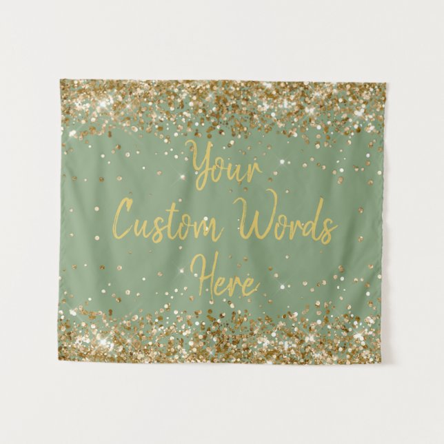 Sage Green Backdrop Birthday Party Photo Booth Tapestry (Front (Horizontal))