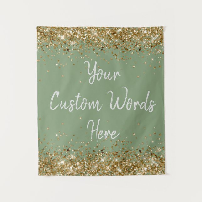 Sage Green Backdrop Birthday Party Photo Booth Tapestry (Front)