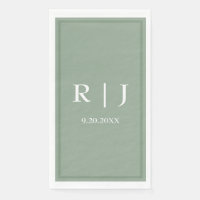 Sage Green Background Color Monogram Wedding