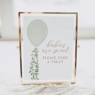 Sage Green Balloon Baby Shower Treat Sign