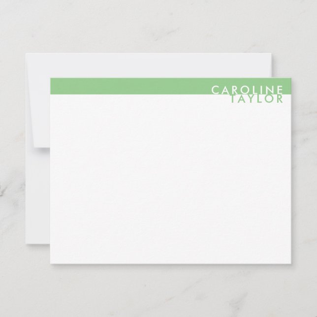 Sage Green Band Simple Girly Custom Name Card (Front)