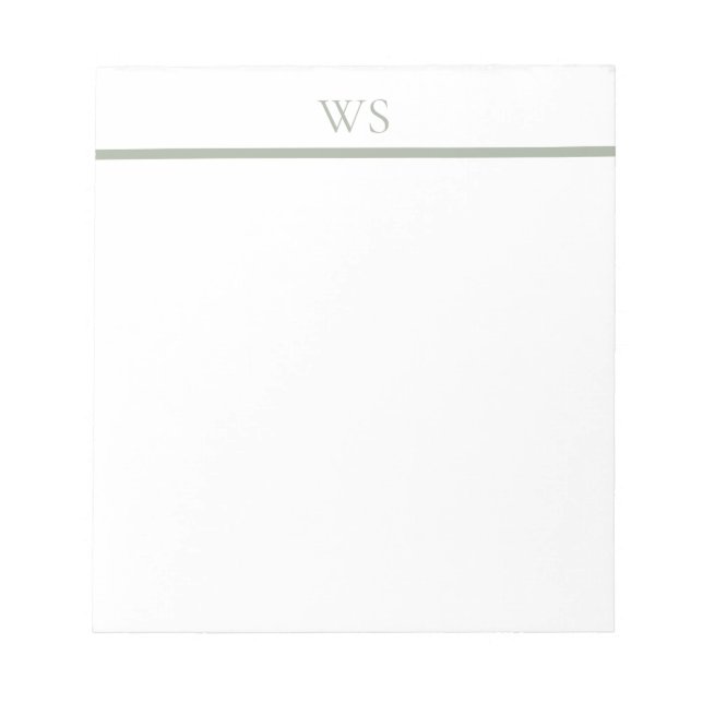 Sage Green Bar Monogram Personalised Notepad (Front)
