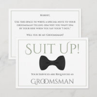 Sage Green Be My Groomsman Fun Bow Tie