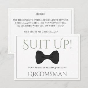 Sage Green Be My Groomsman Fun Bow Tie Card