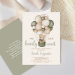 Sage Green Bear Baby Shower Boy Invitation<br><div class="desc">Sage Green Bear and balloons Baby Shower Boy invite</div>