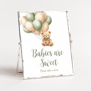 Sage Green Bear Balloon Babies are Sweet Poster