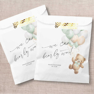 Sage Green Bearly Wait Modern Neutral baby Shower Favour Bags