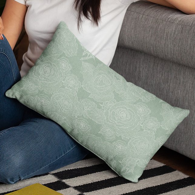 Sage green bedroom bedding trendy floral pattern decorative cushion (Creator Uploaded)