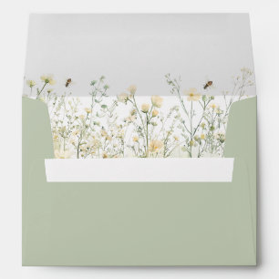 Sage Green Bee Baby Shower Invitation Envelope