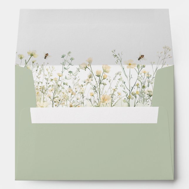 Sage Green Bee Baby Shower Invitation Envelope (Back (Bottom))